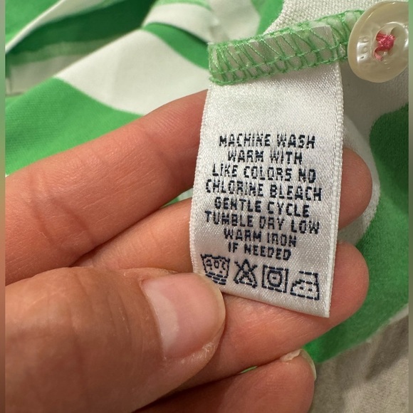Lilly Pulitzer vintage green & white stripe short sleeve polo shirt XL academia - Picture 4 of 8